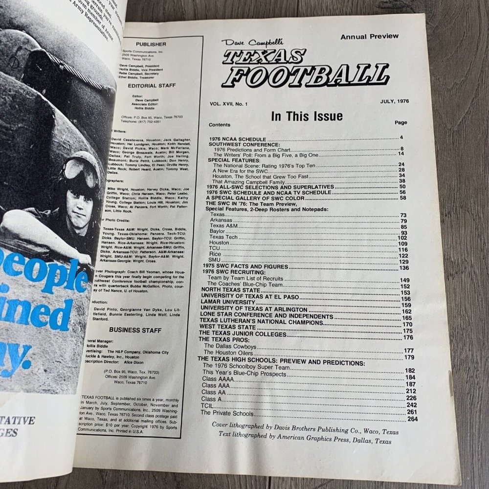 1976 Dave Campbell's Texas Football Magazine Bill Yeoman Houston U Houston - Picture 4 of 8